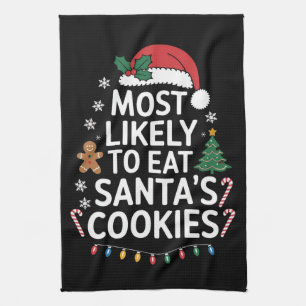 Linge De Cuisine Plus susceptible de manger les cookies du Père Noë