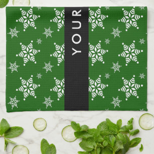 Linge De Cuisine Pneus blancs, Vert, Votre nom, Personnaliser