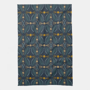 Linge De Cuisine Poblanos Abstrait Marine Motif Feuille moderne
