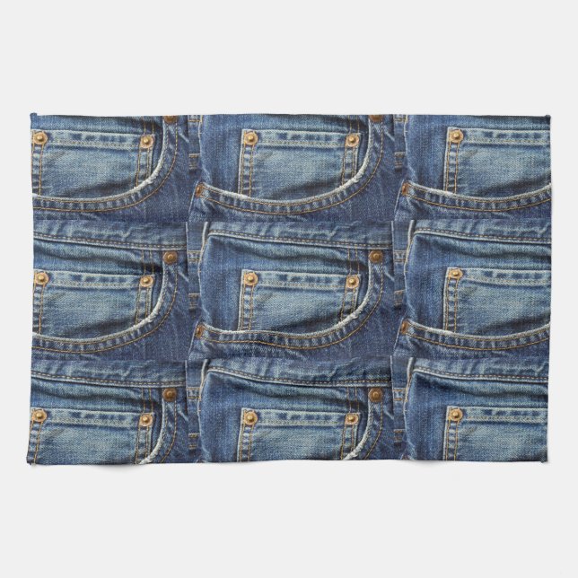 Linge De Cuisine Poche de regard de denim de blues-jean (Horizontal)