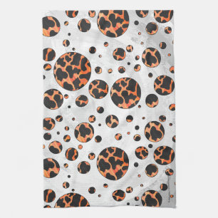 Linge De Cuisine Poche noire et orange Polka Imprimer