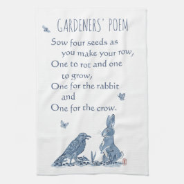 Linge De Cuisine Poème Rustique Gardener bleu & blanc Rabbit Crow
