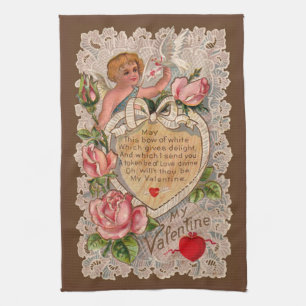 Linge De Cuisine Poème Saint Valentin avec dentelle