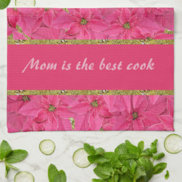 Linge De Cuisine poinsettias de couleur Fuchsia, motif floral perso