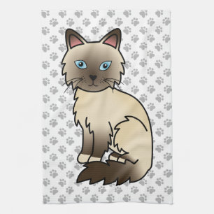 Linge De Cuisine Point Chocolat Birman / Ragdoll Cute Chat & Pâtes