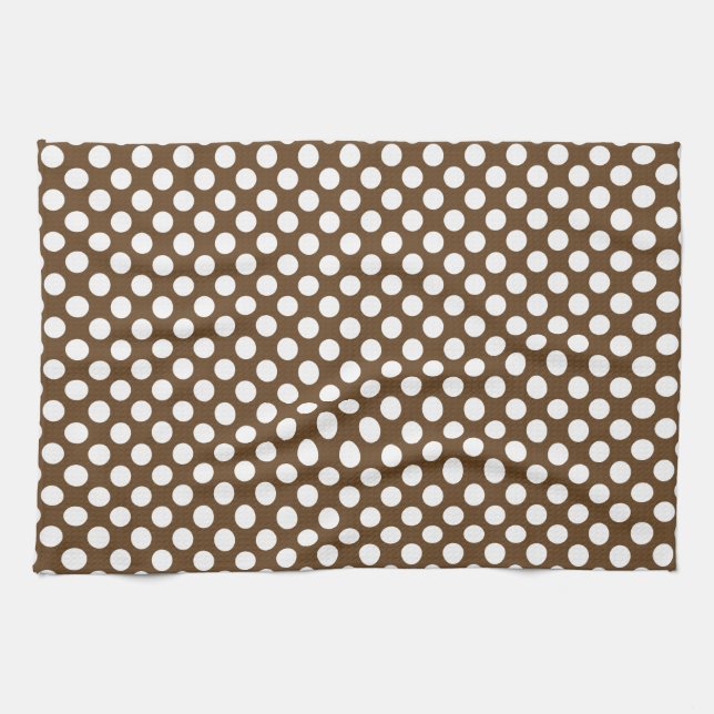 Linge De Cuisine Point Polka Brown et blanc (Horizontal)