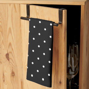 Linge De Cuisine Point Polka noir et blanc