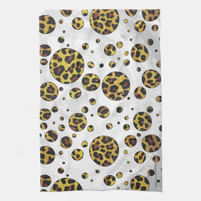 Linge De Cuisine Pointe Leopard Brown et Jaune (Vertical)