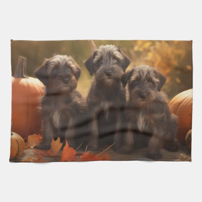 Linge De Cuisine Pointeur à poils durs Griffon Puppy Automne (Horizontal)