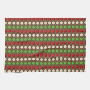 Linge De Cuisine Points blancs verts rouges