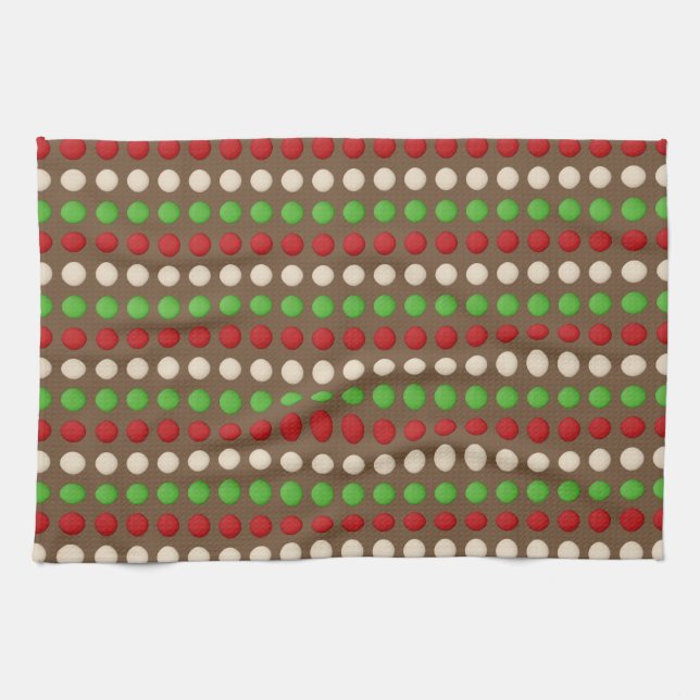 Linge De Cuisine Points blancs verts rouges (Horizontal)