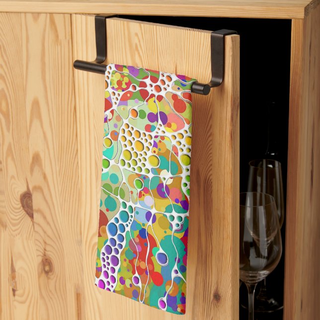 Linge De Cuisine Points colorés Spirales Peinture à la main 2 (Pliage en tiers)