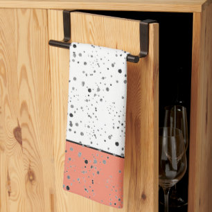 Linge De Cuisine Points noirs et blancs, avec accent de couleur