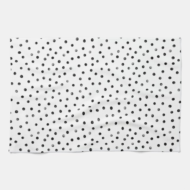 Linge De Cuisine Points noirs et blancs de confettis (Horizontal)