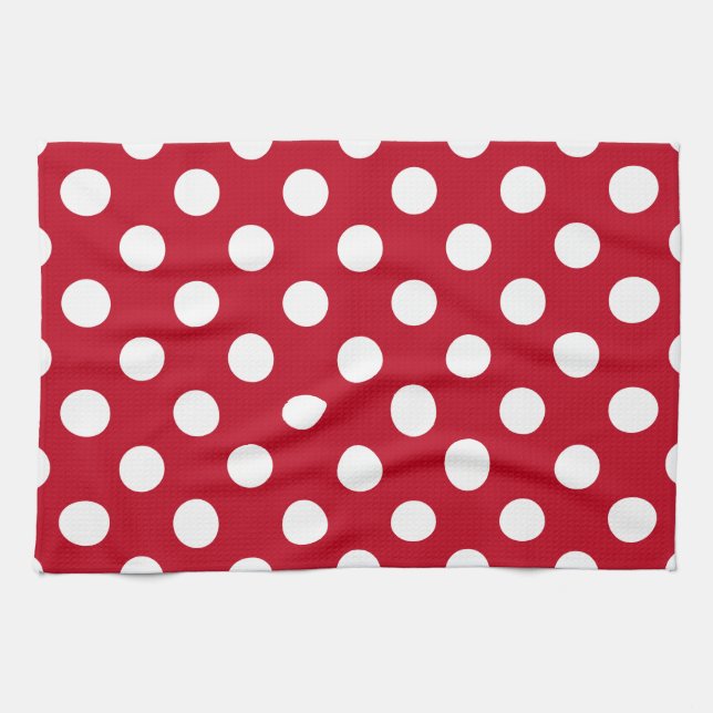 Linge De Cuisine pois blancs en rouge (Horizontal)