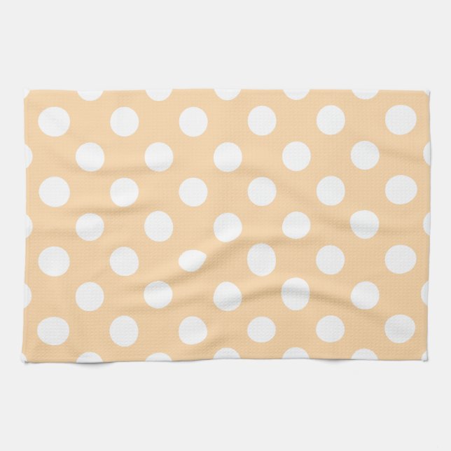 Linge De Cuisine Pois blancs sur beige (Horizontal)