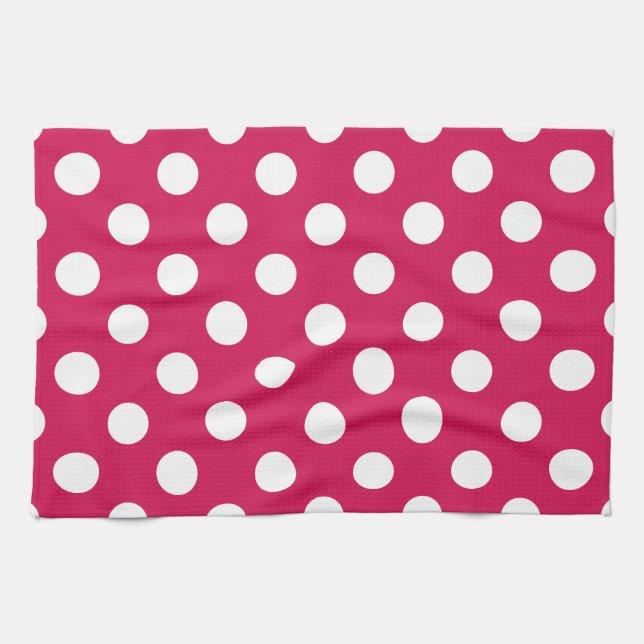 Linge De Cuisine Pois blancs sur cerise (Horizontal)