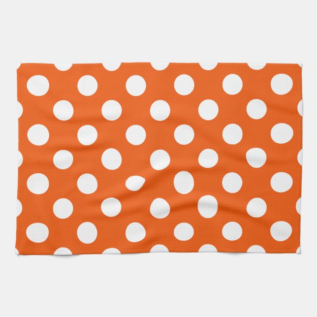 Linge De Cuisine Pois blancs sur orange (Horizontal)