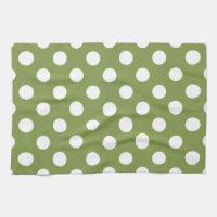 Pois blancs sur vert olive