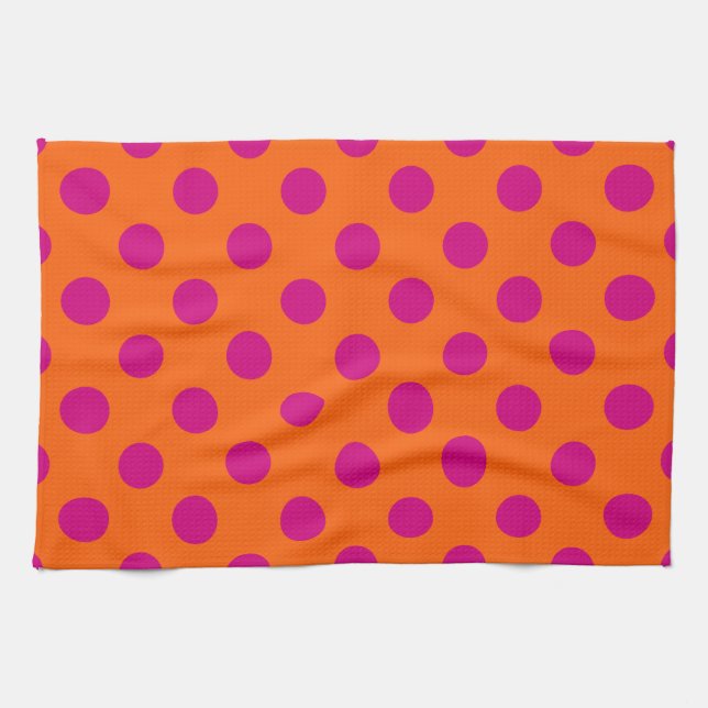 Linge De Cuisine Pois Fuchsia orange (Horizontal)