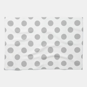 Linge De Cuisine Pois gris sur blanc