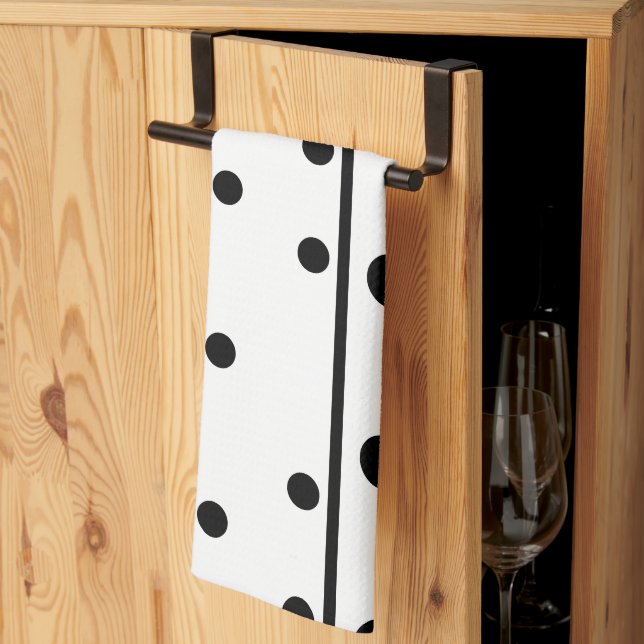 Linge De Cuisine Pois noirs blancs frais (Pliage en tiers)