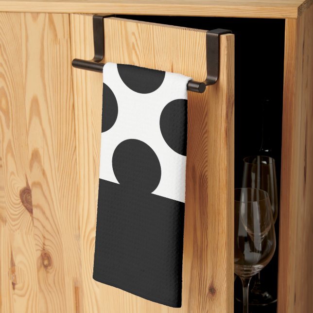 Linge De Cuisine Pois noirs et blancs (Pliage en tiers)