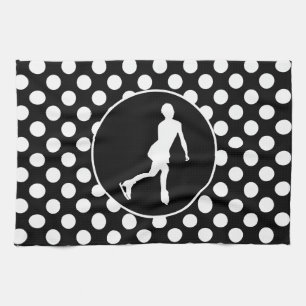 Linge De Cuisine Pois noirs et blancs; patinage artistique sur glac