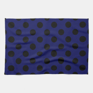 Linge De Cuisine Pois noirs sur bleu marine