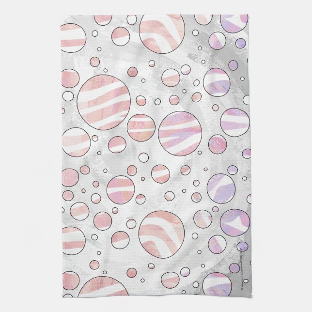 Linge De Cuisine Pois rose et blanc Zebra (Vertical)