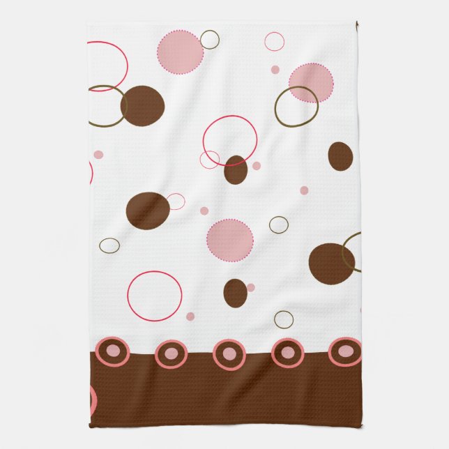 Linge De Cuisine Pois rose et Brown (Vertical)
