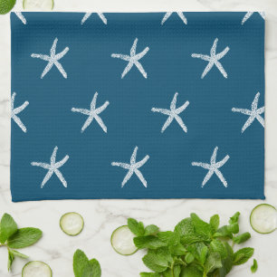 Linge De Cuisine Poisson blanche Motif Océan Bleu Cuisine personnal