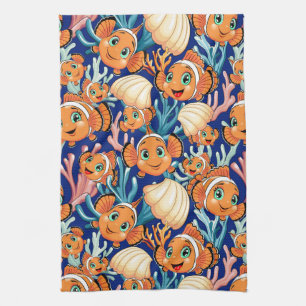 Linge De Cuisine Poisson clown Dessin animé mignon Famille Sous l'e