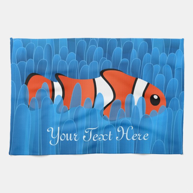 Linge De Cuisine Poisson clown et belle anémone de mer bleue (Horizontal)