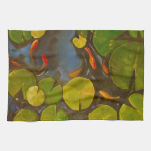 Linge De Cuisine Poisson D'Or Koi Pond Water Lys