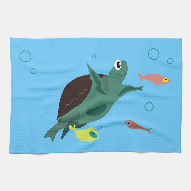 Linge De Cuisine Poisson Tropical Fantaisiste Art Océanique (Horizontal)
