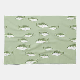 Linge De Cuisine Poisson vert olive