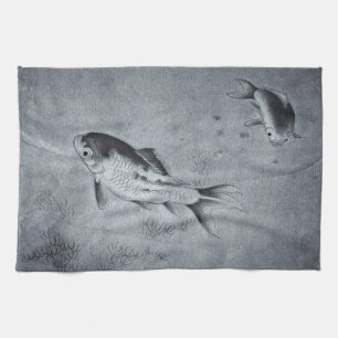 Linge De Cuisine Poissons de Koi - art chinois vintage - décor de