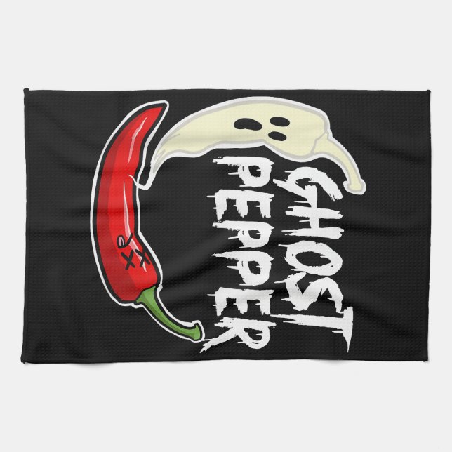 Linge De Cuisine Poivre Fantôme Drôle épicé Halloween Fantôme Peppe (Horizontal)