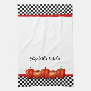 Linge De Cuisine Poivron rouge personnalisé style italien