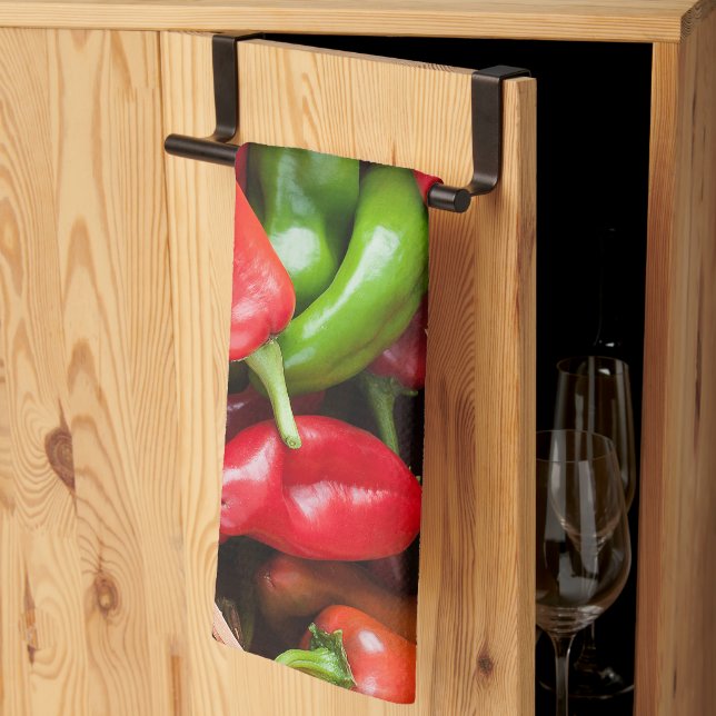 Linge De Cuisine Poivrons rouges et verts pour enfants Conception d (Pliage en tiers)