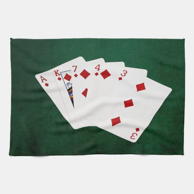 Linge De Cuisine Poker Mains - Flush - Costume Diamants (Horizontal)
