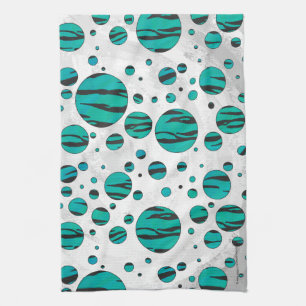 Linge De Cuisine Polka Dot Tiger noir et Turquoise