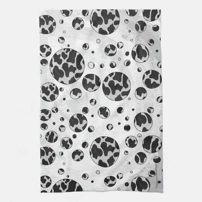 Linge De Cuisine Polka Dot Vache noir et blanc (Vertical)
