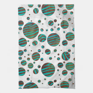 Linge De Cuisine Polka Dot Zebra Brown et Turquoise