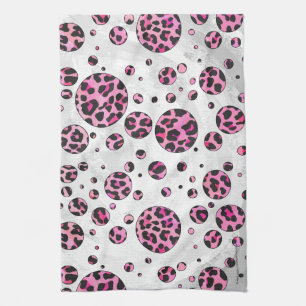 Linge De Cuisine Polka Leopard Pot noir et rose chaud