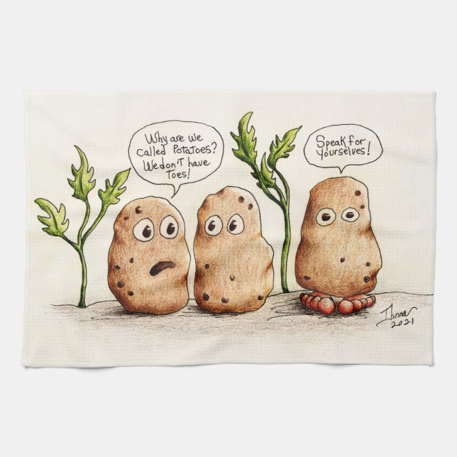 Linge De Cuisine Pommes de terre amusantes (Horizontal)