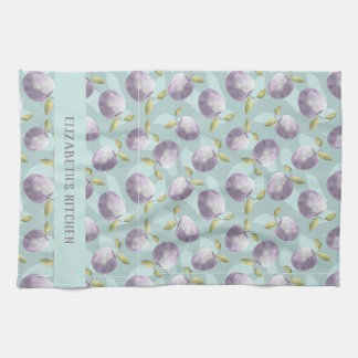 Linge De Cuisine Pommes d'hiver vert froid et violet personnalisé