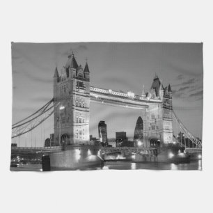 Linge De Cuisine Pont Tour de Londres blanc noir