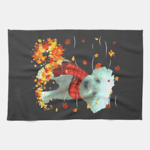 Linge De Cuisine Poochon Écharpe d'automne - Chiens Feuilles d'auto